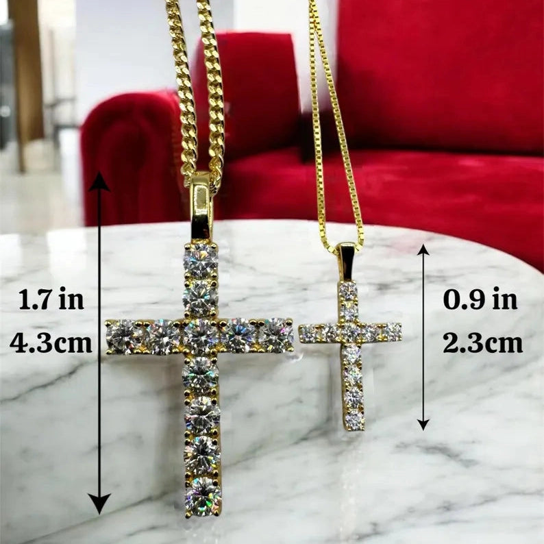 Cross Pendant Necklace with Clear Stones